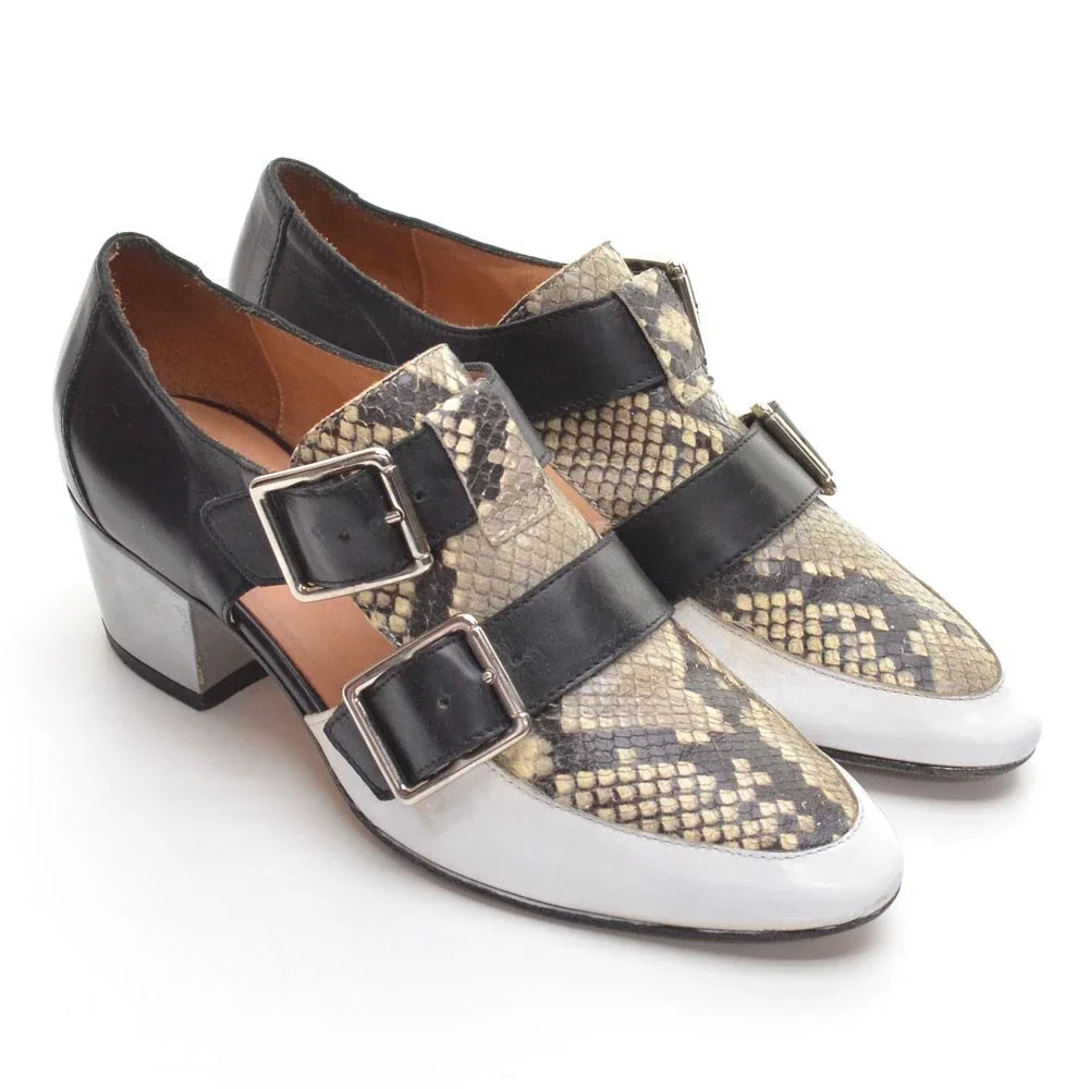 Aquatalia Lynn Snake Buckle Pointed Toe Pumps 6.5 M